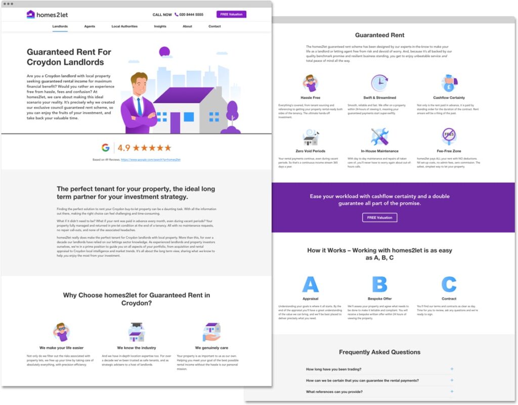 homes2let website for SEO