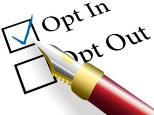 Red fountain pen checks the Opt In choice to check mark the option
