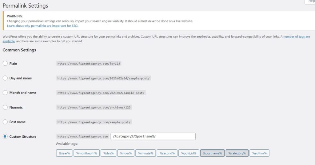 WordPress SEO Permalinks