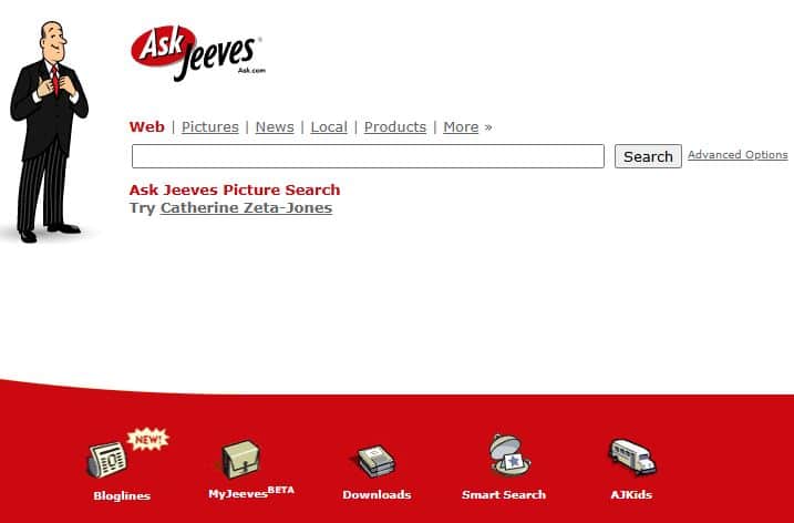 Ask Jeeves early search engine