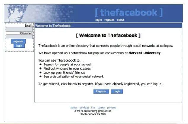 Early Facebook social media
