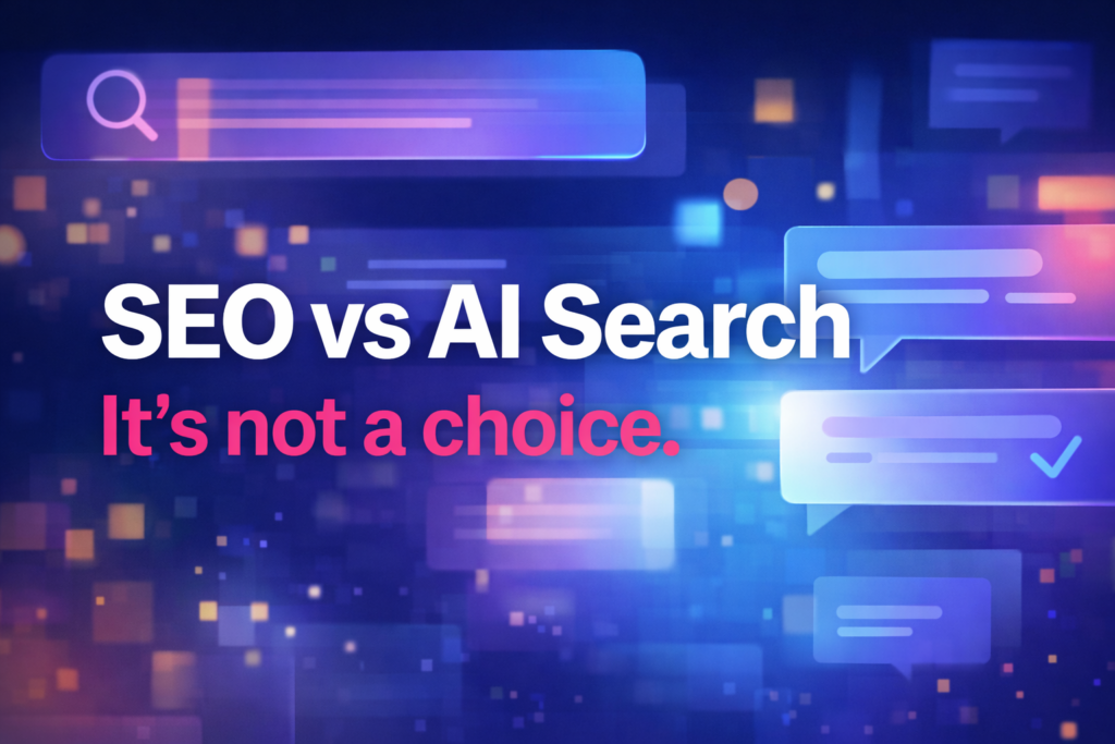 Comparison of traditional Google search results versus AI-powered search interface